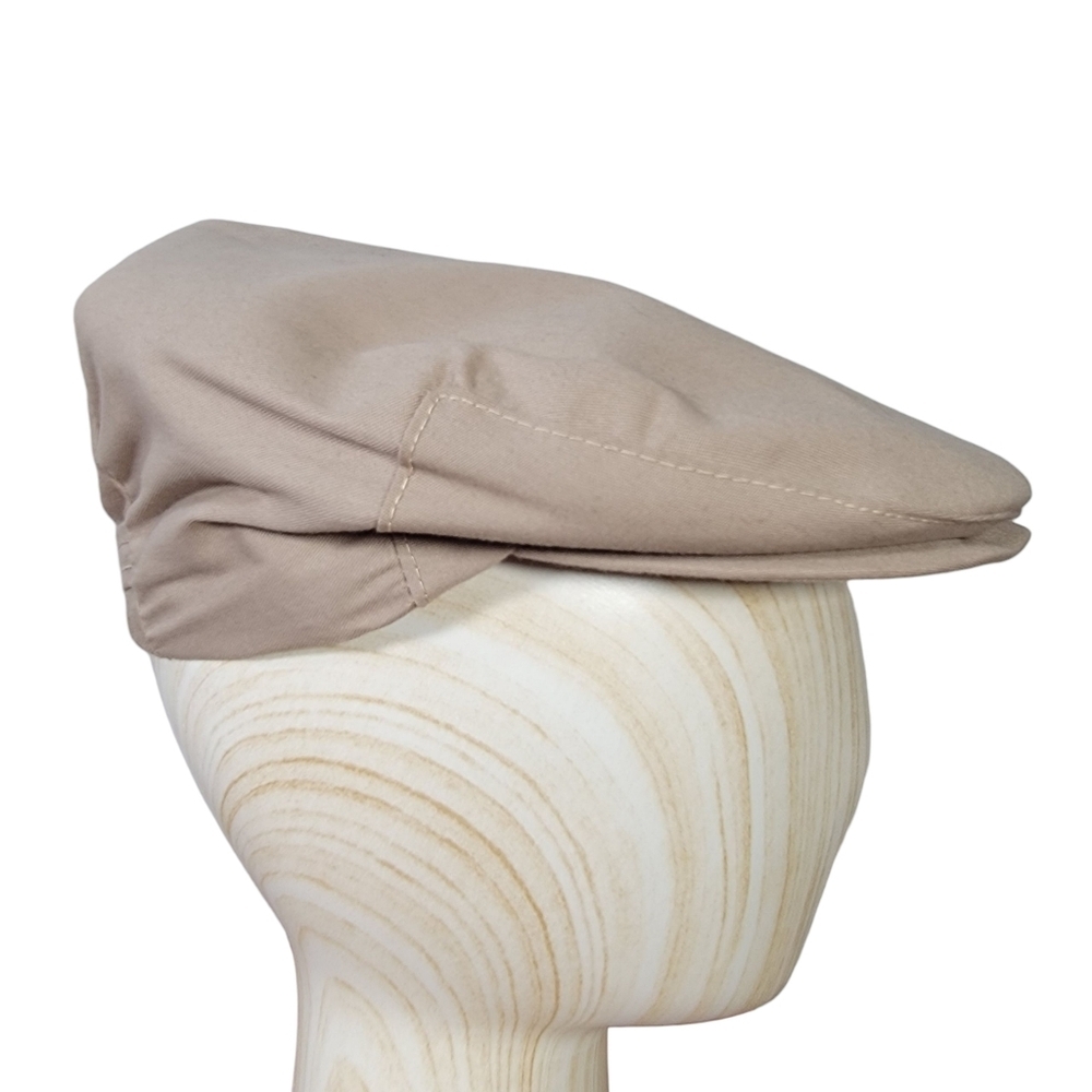 Vintage Harvard Flat Cap Mens Size Medium Tan Beige Snap Front